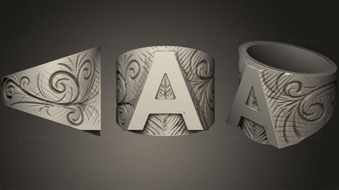 Jewelry rings (Letter A Ring, JVLRP_0436) 3D models for cnc
